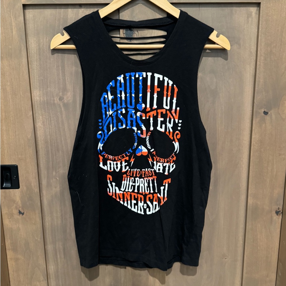 Beautiful Disaster Black Muscle Tee
